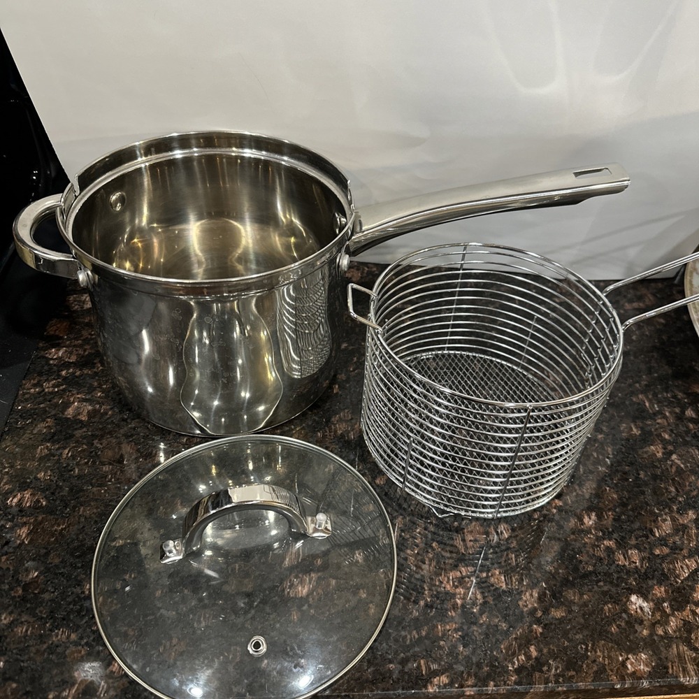 Oster Sangerfield Deep Fryer Pot Glass Lid Set 3 Pieces Stainless Steel